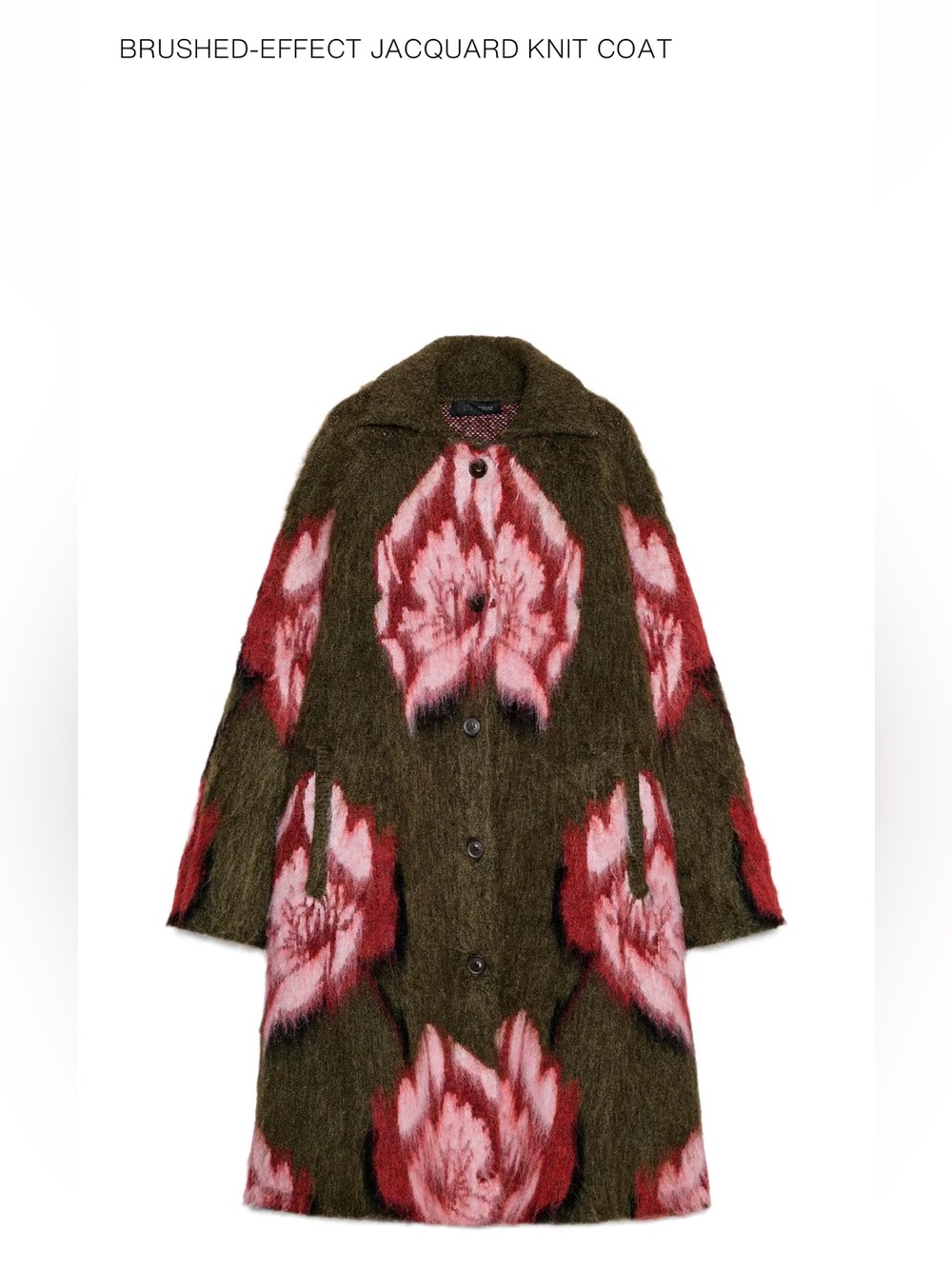Zara Brushed-Effect Jacquard Knit Coat